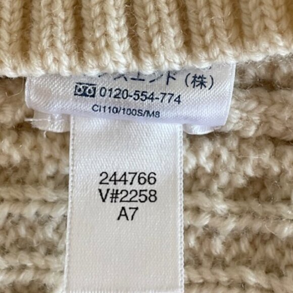 LANDS' END Wool Cable Cardigan Sweater Off White Crystal Button Girl S 7… - Picture 16 of 16